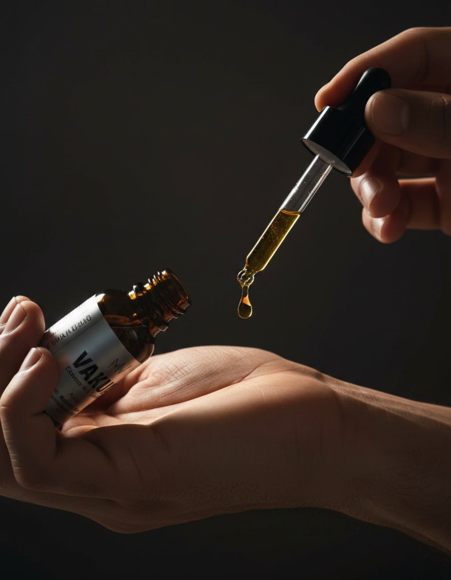 Application de l'huile Vakua, goutte à goutte